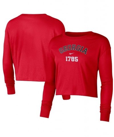 Women's Red Georgia Bulldogs Est. Cropped Long Sleeve T-shirt Red $25.19 Tops