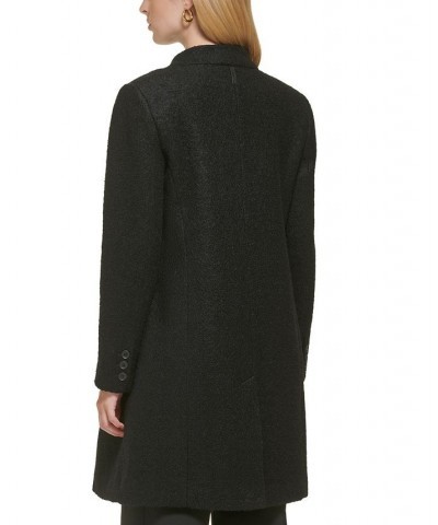 Women's Single-Breasted Boucle Walker Coat Black $62.00 Coats