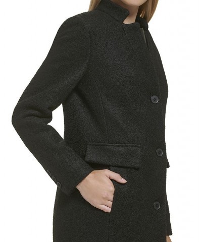 Women's Single-Breasted Boucle Walker Coat Black $62.00 Coats