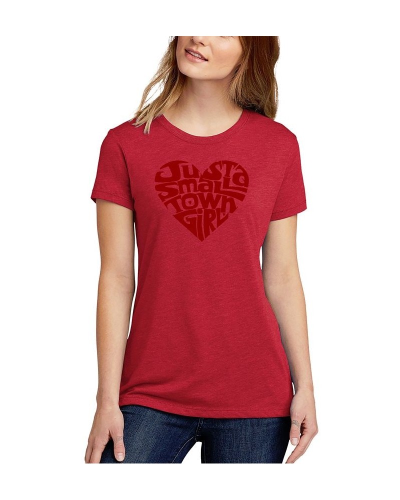 Women's Premium Blend Word Art Just a Small Town Girl T-shirt Red $18.86 Tops