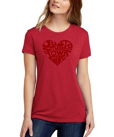 Women's Premium Blend Word Art Just a Small Town Girl T-shirt Red $18.86 Tops