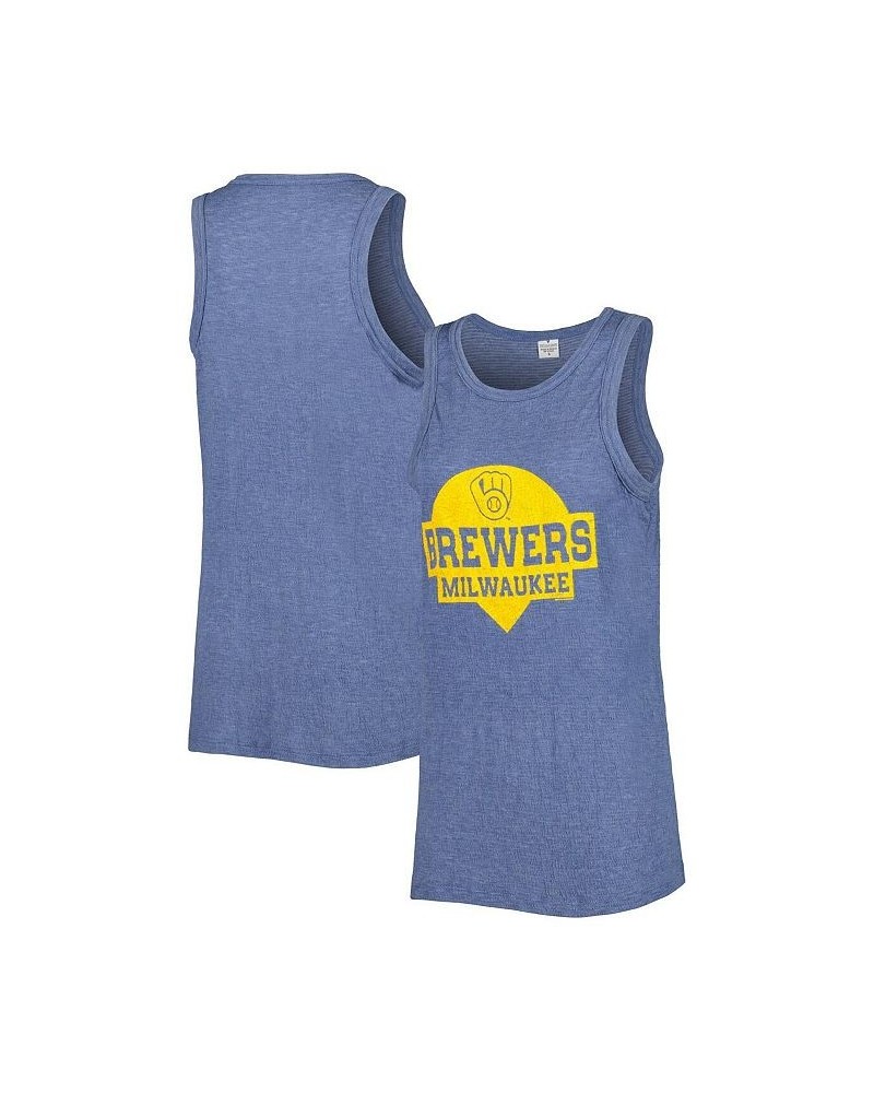 Women's Navy Milwaukee Brewers Tri-Blend Tank Top Navy $21.00 Tops