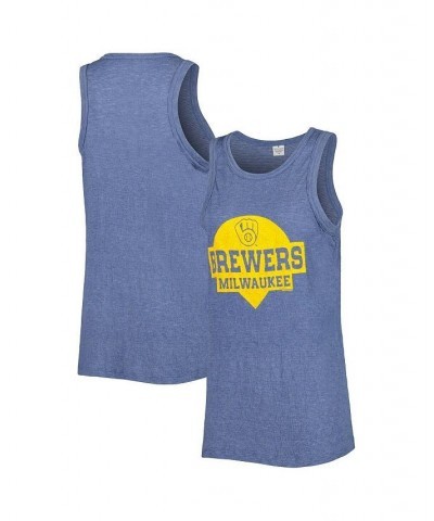 Women's Navy Milwaukee Brewers Tri-Blend Tank Top Navy $21.00 Tops