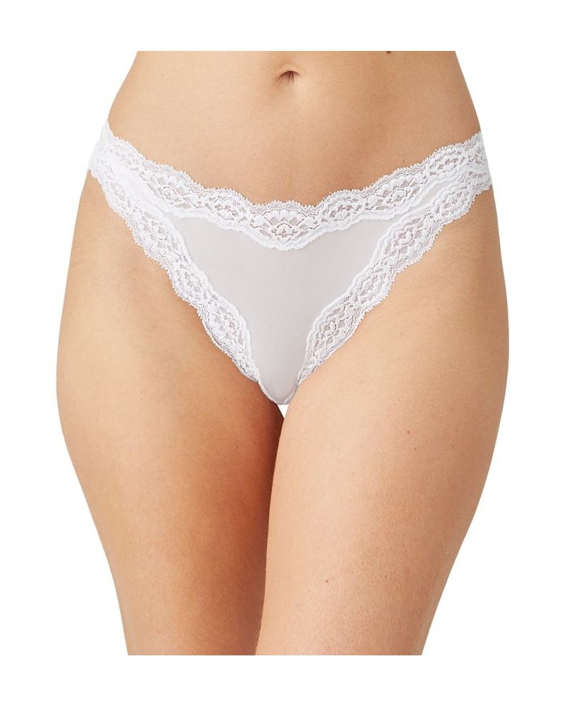 Softly Styled High-Leg Lace-Trim Bikini Underwear 841301 White $17.64 Panty