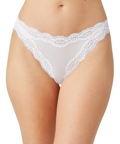 Softly Styled High-Leg Lace-Trim Bikini Underwear 841301 White $17.64 Panty