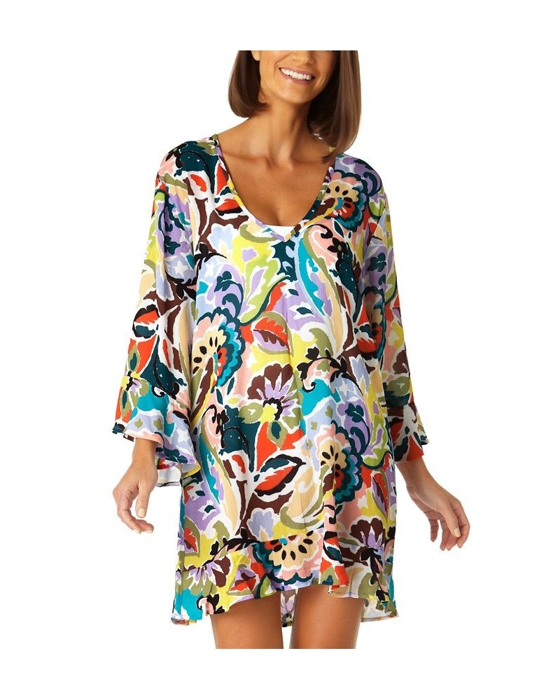 Women's Printed Flutter-Sleeve Cover-Up Dress Paisley Multi Print $50.76 Swimsuits