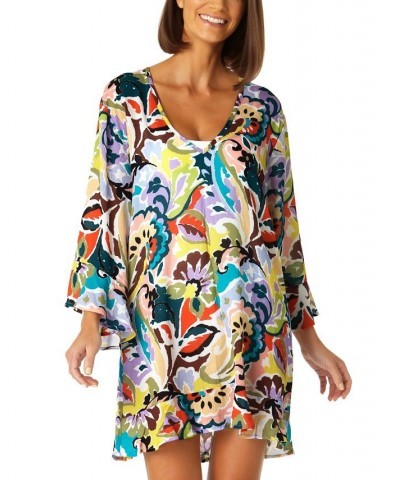 Women's Printed Flutter-Sleeve Cover-Up Dress Paisley Multi Print $50.76 Swimsuits