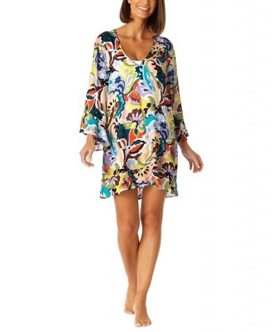 Women's Printed Flutter-Sleeve Cover-Up Dress Paisley Multi Print $50.76 Swimsuits