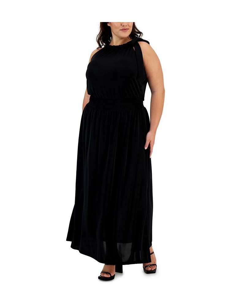 Plus Size Side-Tie Halter Maxi Dress Deep Black $54.73 Dresses