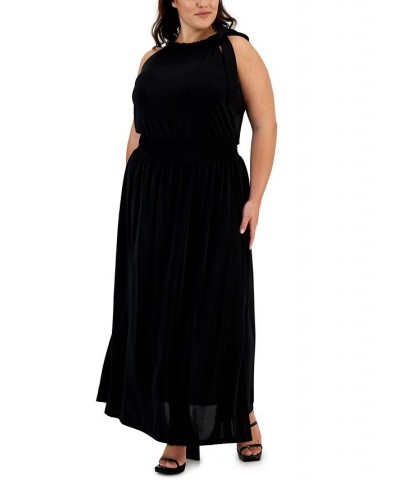 Plus Size Side-Tie Halter Maxi Dress Deep Black $54.73 Dresses