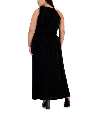 Plus Size Side-Tie Halter Maxi Dress Deep Black $54.73 Dresses