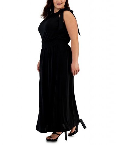 Plus Size Side-Tie Halter Maxi Dress Deep Black $54.73 Dresses