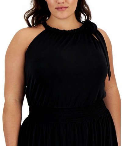 Plus Size Side-Tie Halter Maxi Dress Deep Black $54.73 Dresses