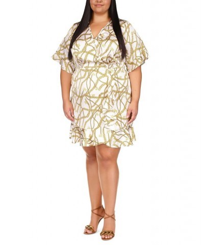 Plus Size Signature-Print Ruffled Dress White $66.00 Dresses