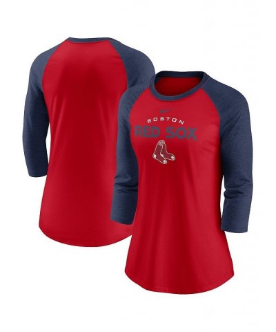 Women's Red and Navy Boston Red Sox Modern Baseball Arch Tri-Blend Raglan Three-Quarter Sleeve T-shirt Red, Navy $23.10 Tops