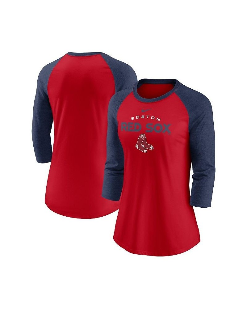 Women's Red and Navy Boston Red Sox Modern Baseball Arch Tri-Blend Raglan Three-Quarter Sleeve T-shirt Red, Navy $23.10 Tops