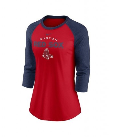 Women's Red and Navy Boston Red Sox Modern Baseball Arch Tri-Blend Raglan Three-Quarter Sleeve T-shirt Red, Navy $23.10 Tops